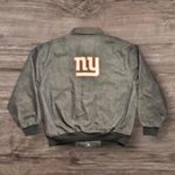 Jeff Hamilton Faded Black New York Giants Bomber Varsity Jacket Size L - Picture 2 of 7